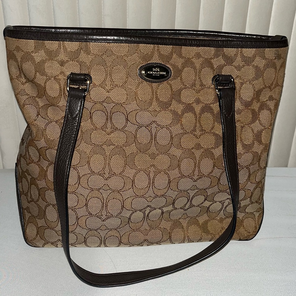 Coach Tan and Brown Signature Tote